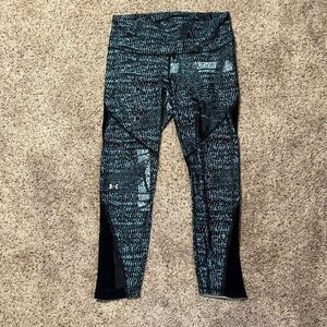 UNDER ARMOUR BBLUE HEATGEAR MESH PRINTED ANKLE CROP LARGE